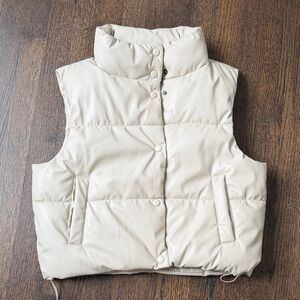 Love tree cream, faux leather vest.